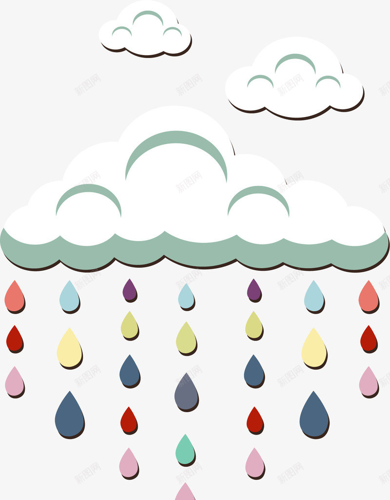 白云彩色雨点png免抠素材_88icon https://88icon.com 下雨 彩色雨点 白云 矢量素材 贴纸效果