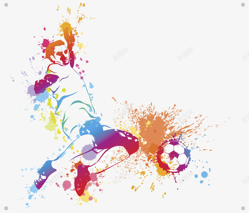 踢足球的人png免抠素材_88icon https://88icon.com 卡通 彩色 手绘 水彩 炫彩 足球 踢足球 运动 运动员