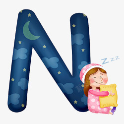 睡着的女孩字母N前睡着的小女孩高清图片