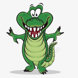 卡通手绘绿色的鳄鱼矢量图素材
