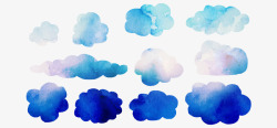 深蓝色的云彩水彩淡彩云朵高清图片