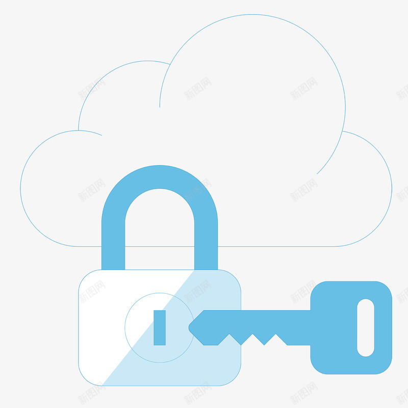 钥匙和锁png免抠素材_88icon https://88icon.com 一把 云朵 创意 卡通 手绘 白色 蓝色 钥匙 锁
