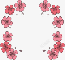 手绘粉红樱花边框素材