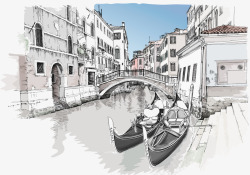 威尼斯水彩风格插画矢量图素材