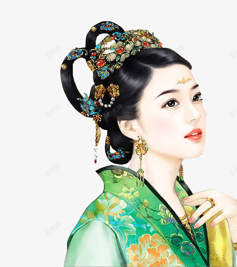 古装绿衣美女png免抠素材_88icon https://88icon.com 中国风 古代 古典 古装 女 手绘 插画 美女