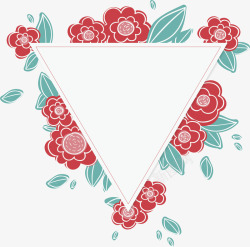 红色花朵三角标题框矢量图素材