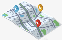 城市旅游折纸地图矢量图素材
