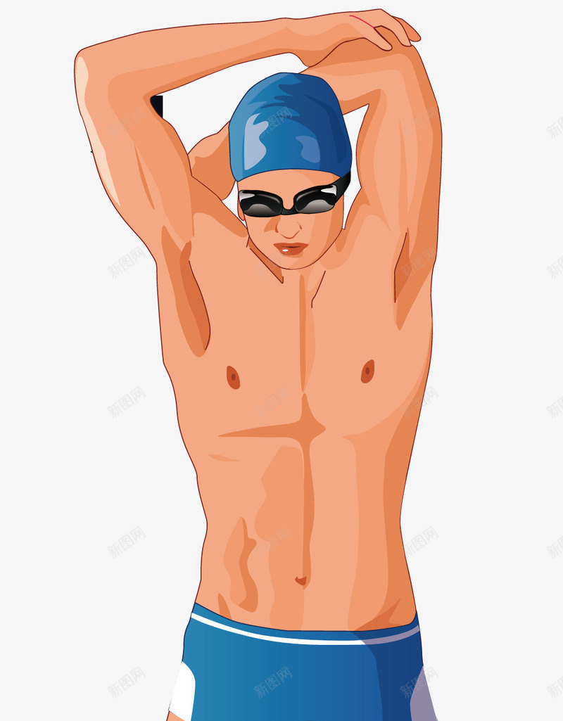 热身的游泳运动员矢量图ai免抠素材_88icon https://88icon.com 体育 卡通 游泳 热身 运动员 矢量图