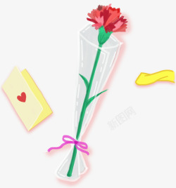 手绘母亲节装饰康乃馨鲜花花卉素材