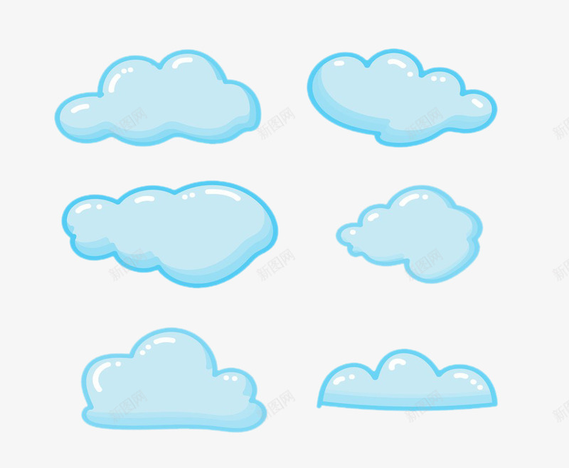 卡通云朵png免抠素材_88icon https://88icon.com 动漫云朵 可爱的云 手绘云朵 蓝色的云