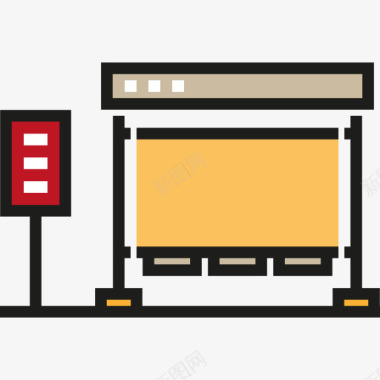 多彩城市建筑公共汽车站图标图标