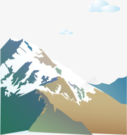 彩色的冰山手绘彩色白云冰山矢量图高清图片