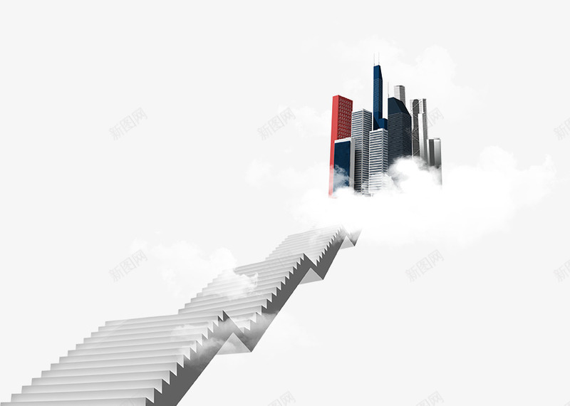 楼梯上的创意建筑psd免抠素材_88icon https://88icon.com 人爬楼梯 建筑 房子 楼梯 白云 走 高楼