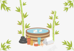 竹林美容院水疗护理矢量图素材