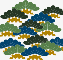 古典日本花卉植物装饰图案矢量图素材