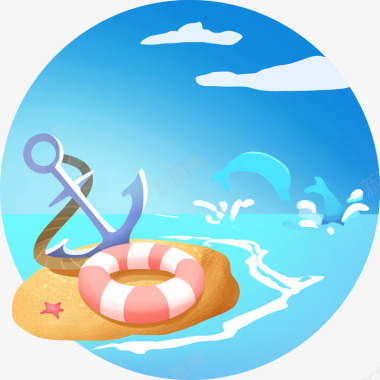 游泳圈设计沙滩海边LOGO图标图标