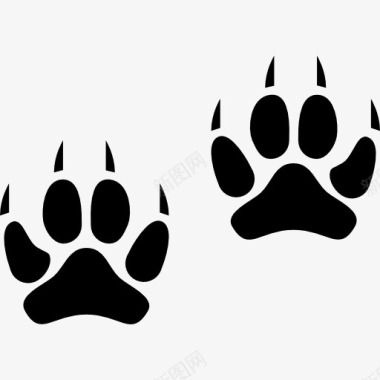 两个动物爪印图标图标