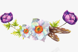 手绘水彩插画花卉元素素材