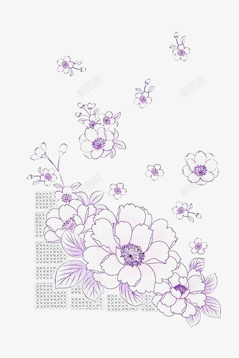 白色花瓣紫色花蕊的花团png免抠素材_88icon https://88icon.com 娇美 清新 简洁 素雅