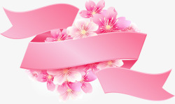 手绘粉色樱花标签素材
