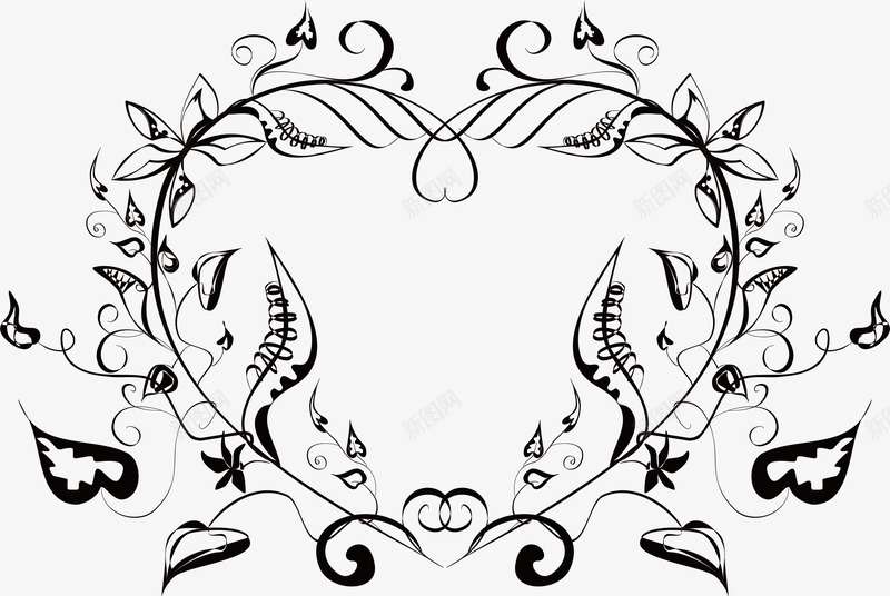 黑白线描心形简洁装饰花纹图矢量图ai免抠素材_88icon https://88icon.com 古典 图案 外框 心形 欧风 爱心空心 矢量图 矢量黑白线描心形简洁装饰花纹图案元素免费下载 简洁 线描 花环 花纹 花边 装饰 黑白