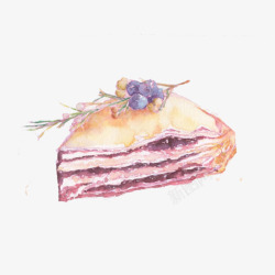 蓝莓夹心蛋糕手绘画片素材