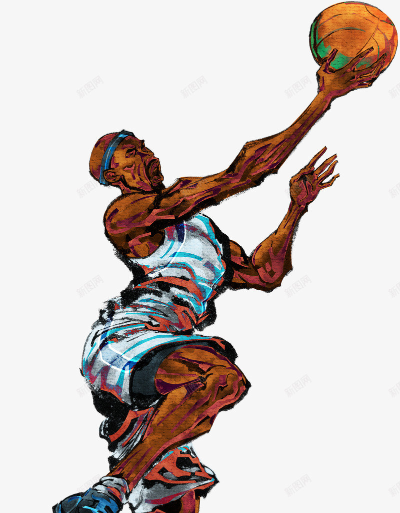 手绘篮球运动员海报png免抠素材_88icon https://88icon.com 海报 篮球 运动员