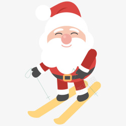 滑雪的卡通圣诞老人素材