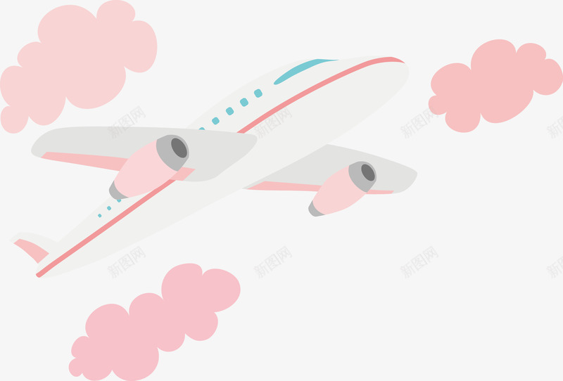 粉红色的云朵和飞机矢量图ai免抠素材_88icon https://88icon.com 云 云朵 粉红色的云 粉色 粉色的云 粉色飞机 飞机 矢量图