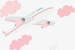 粉红色的云朵和飞机矢量图素材