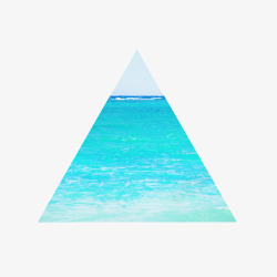 创意小清新蓝色海面三角形裁图素材