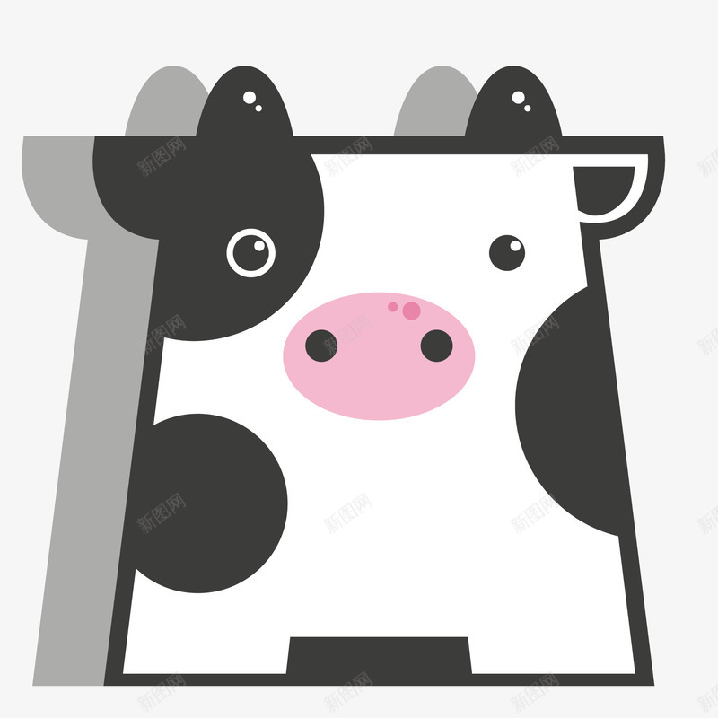 卡通奶牛贴纸矢量图ai免抠素材_88icon https://88icon.com 动物设计 卡通 可爱 奶牛 矢量图 贴纸设计 黑白牛