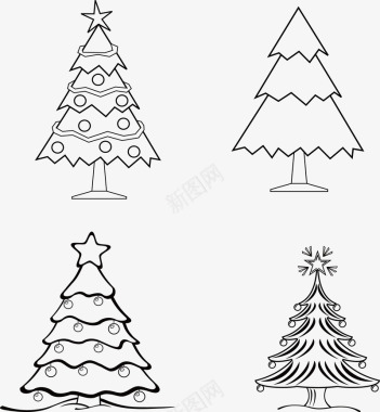 圣诞大树精美圣诞树素描矢量图图标图标