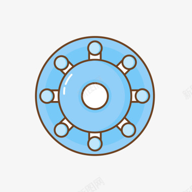 蓝色手绘圆环掌舵元素图标图标