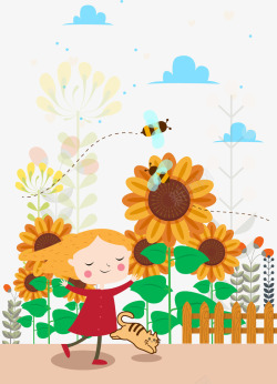 可爱向日葵免抠可爱的小女孩矢量图高清图片