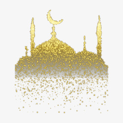 金色星光点缀伊斯兰建筑插画素材