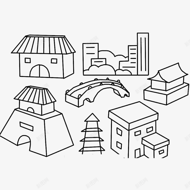 城市建筑物简笔画png免抠素材_88icon https://88icon.com 卡通手绘 城市 城市角落 建筑 建筑物 简笔城市 简笔画