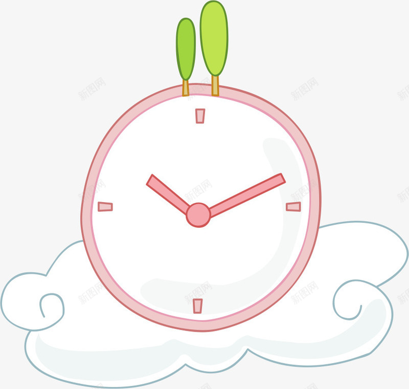 可爱钟表png免抠素材_88icon https://88icon.com AI 云朵 卡通 手绘 时间 时间动画 粉色 线条 绿树 表 钟表