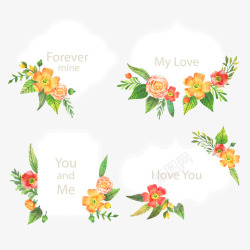 彩色花卉装饰爱的标签矢量图素材