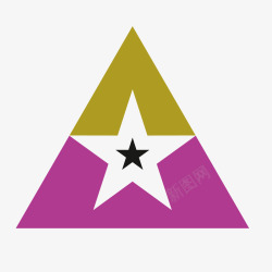紫色五角星镂空三角图案矢量图素材