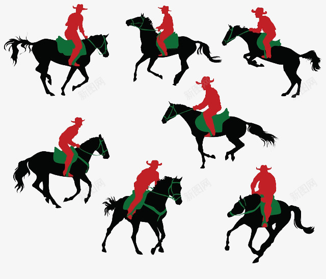 卡通人物骑马的各种动作png免抠素材_88icon https://88icon.com 动物 卡通手绘 奔跑的马 牵马 运动 马术比赛 骑马