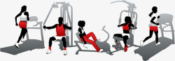 男性跑步健身人物和健身器材高清图片