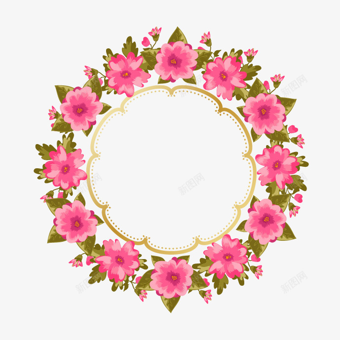 素雅花环png免抠素材_88icon https://88icon.com 手绘 插画 花卉 花朵 花环