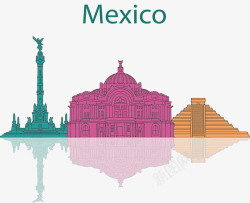 彩色墨西哥城市建筑矢量图素材