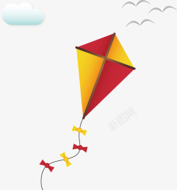 创意放风筝卡通风筝矢量图高清图片