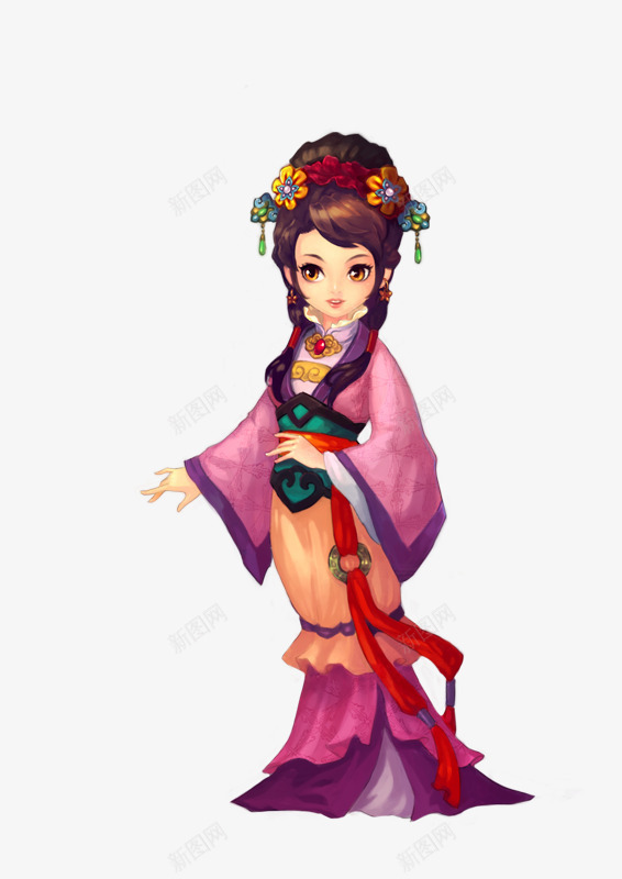 Q版手绘古典美女png免抠素材_88icon https://88icon.com 古典 美女