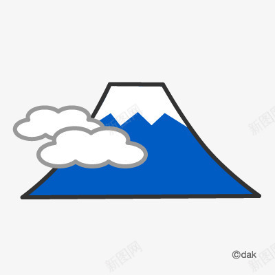 蓝色简洁手绘富士山png免抠素材_88icon https://88icon.com 富士山 手绘 简洁 简笔画山 蓝色