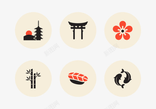 日本旅游图标图标