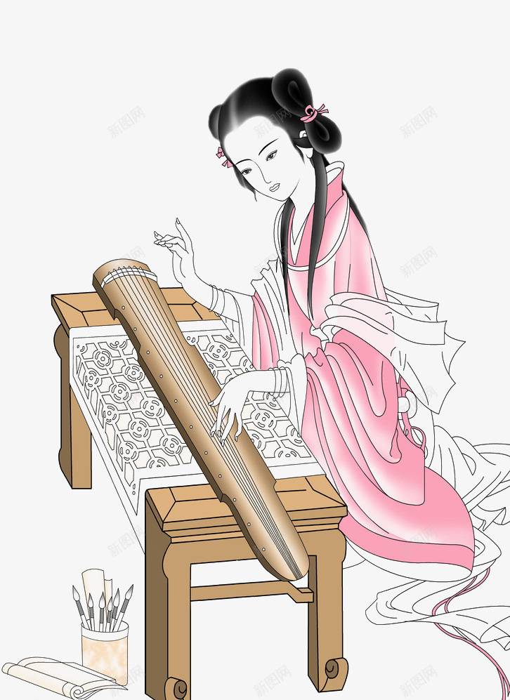 古装弹琴的美女png免抠素材_88icon https://88icon.com 人物 发型 古装美女 头饰 矢量素材 美女