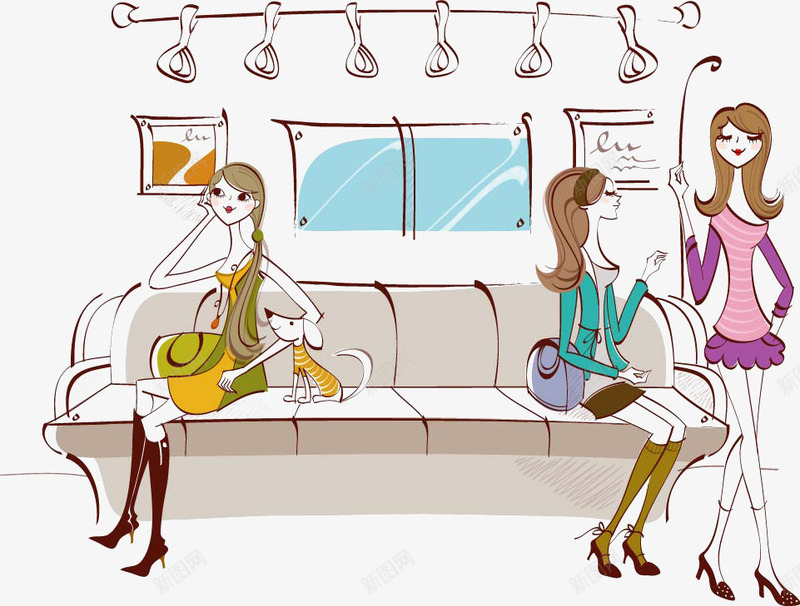 地铁上的美女们png免抠素材_88icon https://88icon.com 地铁上的美女们 插画 装饰